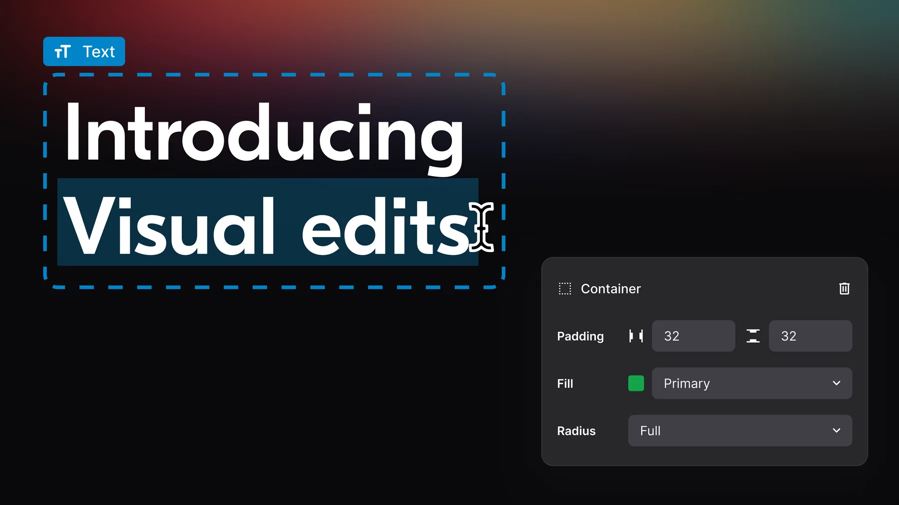 Editor visual oficial da Lovable aplicado a uma interface web